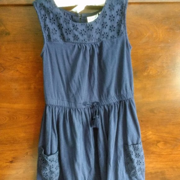 Sweet Navy Eyelet Dress - Soft and Casual - Picture 1 of 5